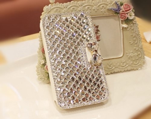 Samsung 은하 S2를 위한 호화스러운 블링 다이아몬드 활 가죽 이동 전화 상자