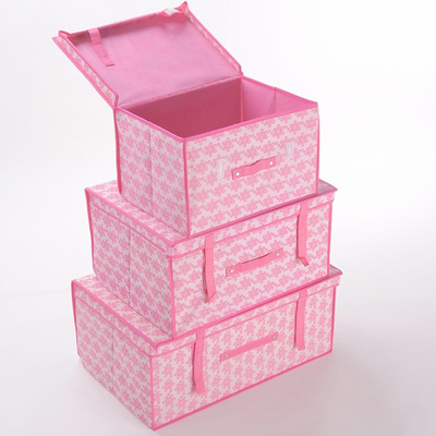 의류를 위한 뚜껑을 가진 큰 분홍색 근본적인 가구 비 길쌈된 저장 상자